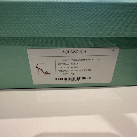 Aquazzura Wild Nights 115 Black Sandals with Gold Heels - New in Box - Size 39 - Picture 15 of 15
